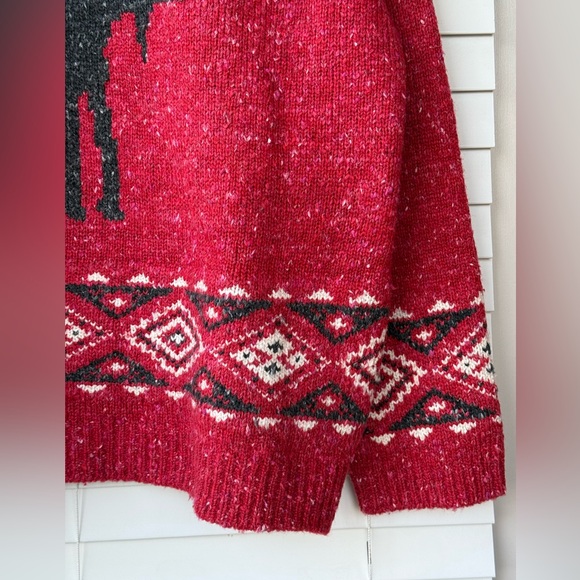 Vintage True Grit Alpine Moose Sweater Fair Isle Christmas Red XL Phoebe Buffay - Picture 6 of 13